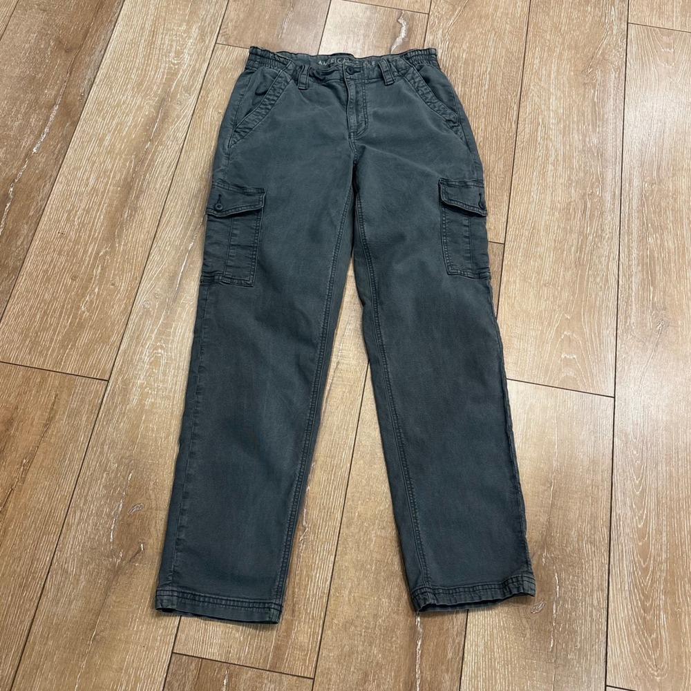 American Eagle Womens Cargo Pants Size 6 Regular Charcoal Grey Stretch Utility